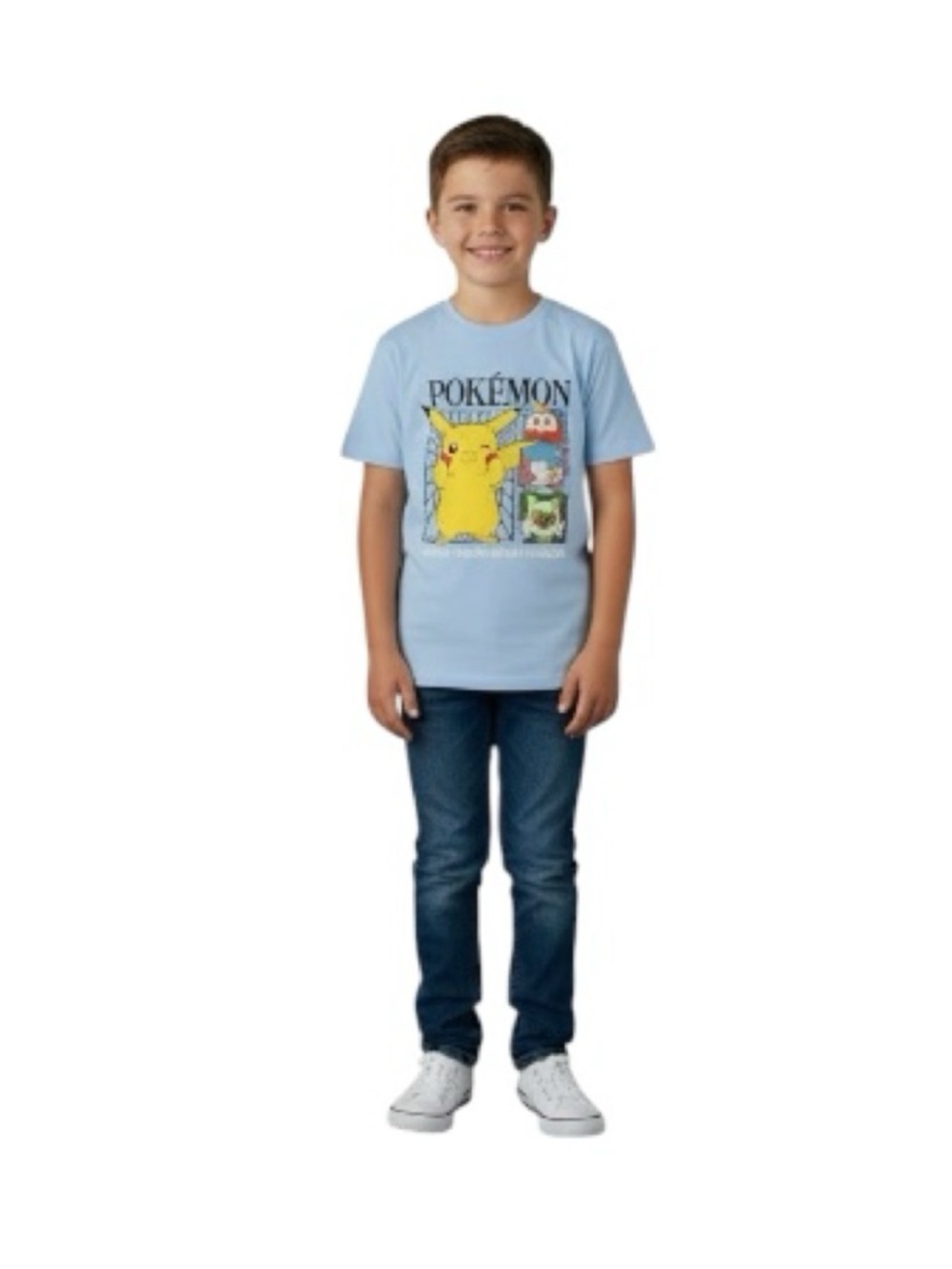 Pokemon Light Blue Pikachu Panel Graphic Tee for Kids
